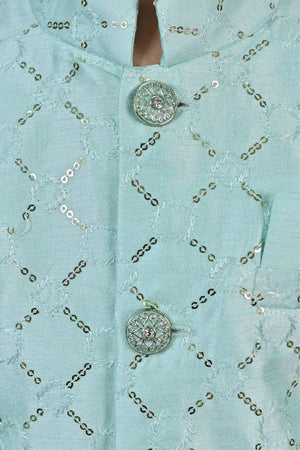 Ahhaaaa Kids Ethnic Sequin Embellished Indo-Western Kurta and Trouser Set for Boys