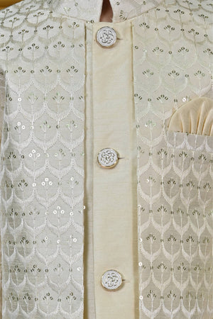 Ahhaaaa Kids Ethnic Sequin Embroidered Indo-Western Kurta and Trouser Set for Boys