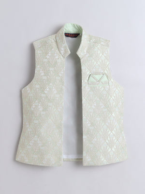 Ahhaaaa Kids Ethnic Silk Blend Waistcoat Kurta Pyjama Sherwani Set For Boys