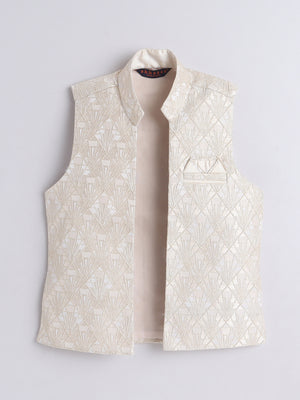 Ahhaaaa Kids Ethnic Silk Blend Waistcoat Kurta Pyjama Sherwani Set For Boys