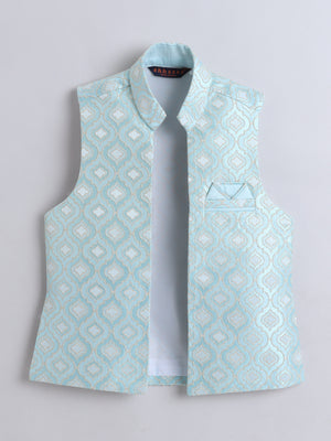 Ahhaaaa Kids Indian Ethnic Waistcoat Silk Kurta Pyjama Set Bollywood Style Wedding Ethnic for Boys