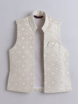 Ahhaaaa Kids Indian Ethnic Waistcoat Silk Kurta Pyjama Set Bollywood Style Wedding Ethnic for Boys