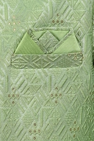 Ahhaaaa Kids Sequin Embedded Indo-Western Set, Kurta, Pajama and Waistcoat Set for Boys