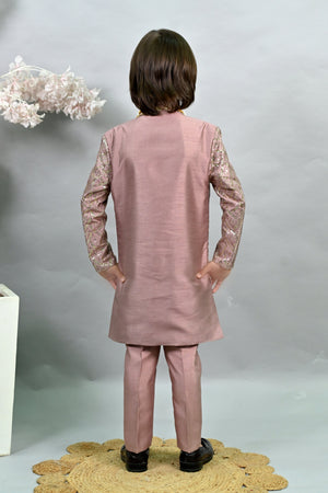 Ahhaaaa Royal Prince Sequin Embroidered Silk Blend Sherwani for Boys | Wedding & Festival Ethnic Wear