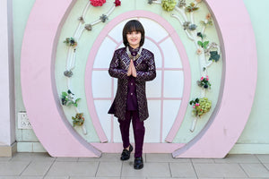 Ahhaaaa Royal Prince Sequin Embroidered Silk Blend Sherwani for Boys | Wedding & Festival Ethnic Wear