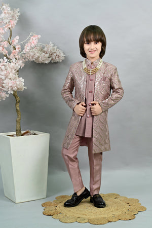 Ahhaaaa Royal Prince Sequin Embroidered Silk Blend Sherwani for Boys | Wedding & Festival Ethnic Wear