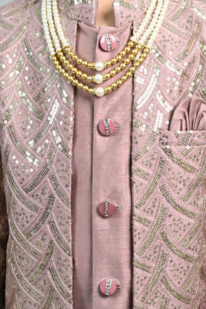 Ahhaaaa Royal Prince Sequin Embroidered Silk Blend Sherwani for Boys | Wedding & Festival Ethnic Wear