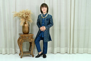 Ahhaaaa Royal Prince Sequin Embroidered Silk Blend Sherwani for Boys | Wedding & Festival Ethnic Wear
