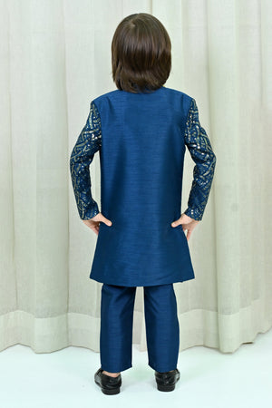 Ahhaaaa Royal Prince Sequin Embroidered Silk Blend Sherwani for Boys | Wedding & Festival Ethnic Wear