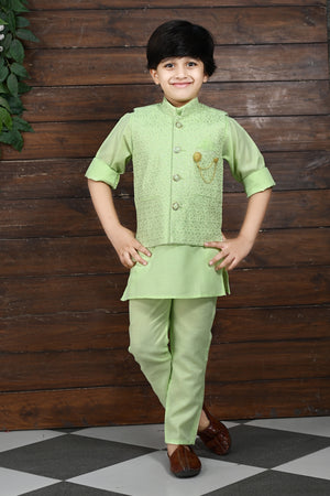Ahhaaaa Traditional Indian Wear Bollywood Indo-Western Sherwani for Boys Green