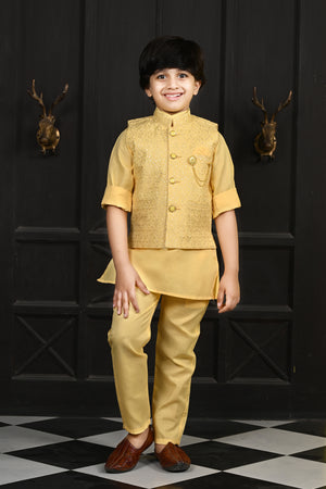 Ahhaaaa Traditional Indian Wear Bollywood Indo-Western Sherwani for Boys Yellow