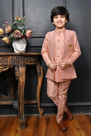 Ahhaaaa Traditional Party Wear Bollywood Style Indo-Western Sherwani for Boys Pink