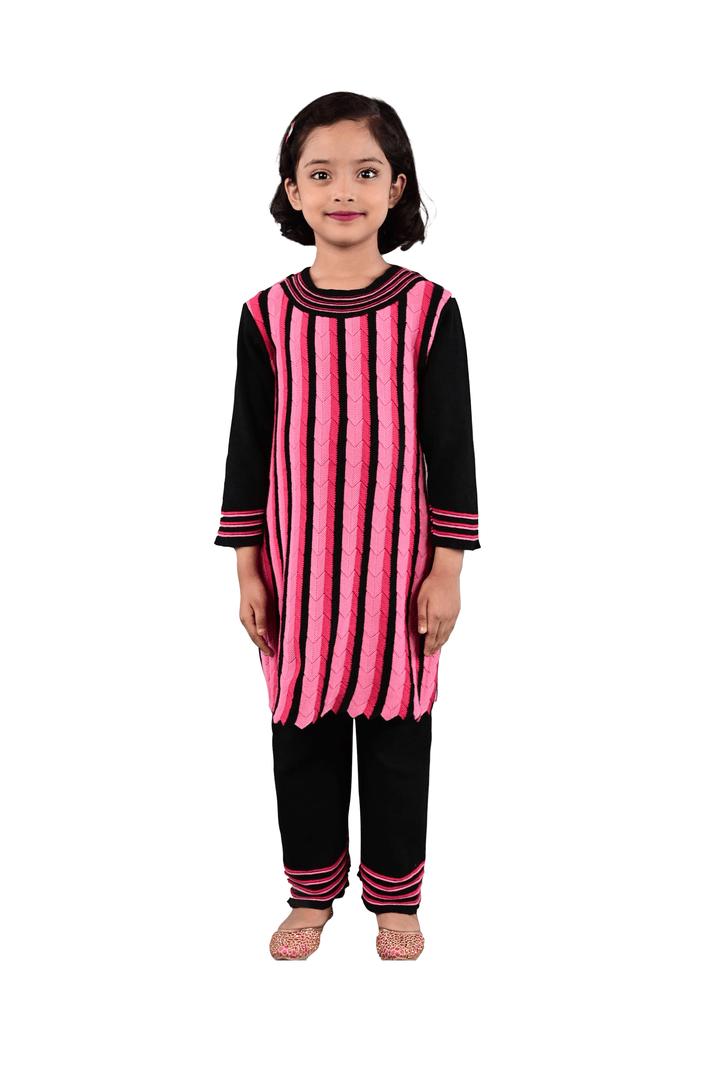 Ahhaaaaa Kids Ethnic Winter Kurti and Pyjama Set for Girls - ahhaaaa.com