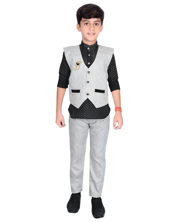 AHHAAAA Boy's Cotton Waistcoat Shirt and Pant Set for Kids - ahhaaaa.com