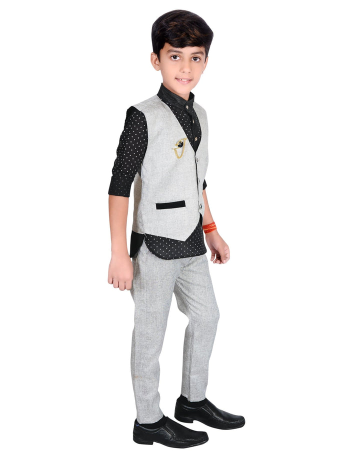 AHHAAAA Boy's Cotton Waistcoat Shirt and Pant Set for Kids - ahhaaaa.com