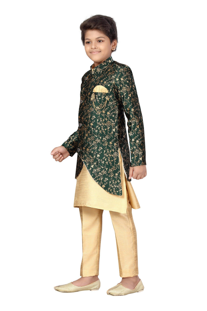 Ahhaaaa Kids Ethnic Wear Sherwani Kurta and Pajama Set For Boys - ahhaaaa.com