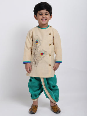 AHHAAAA Boy's Ethnic Festive Cotton Kurta and Dhoti Pant Set Green