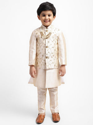 Ahhaaaa Boys' Banarasi Silk Clothing Set (Sherwani) Gold