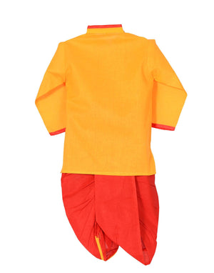 Ahhaaaa Cotton Handwork Krishna Dress Kurta with Dhoti Pant for Boys
