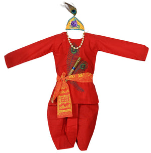 Ahhaaaa Cotton Kids Ethnic Dress Kurta with Dhoti Pant for Boys Red