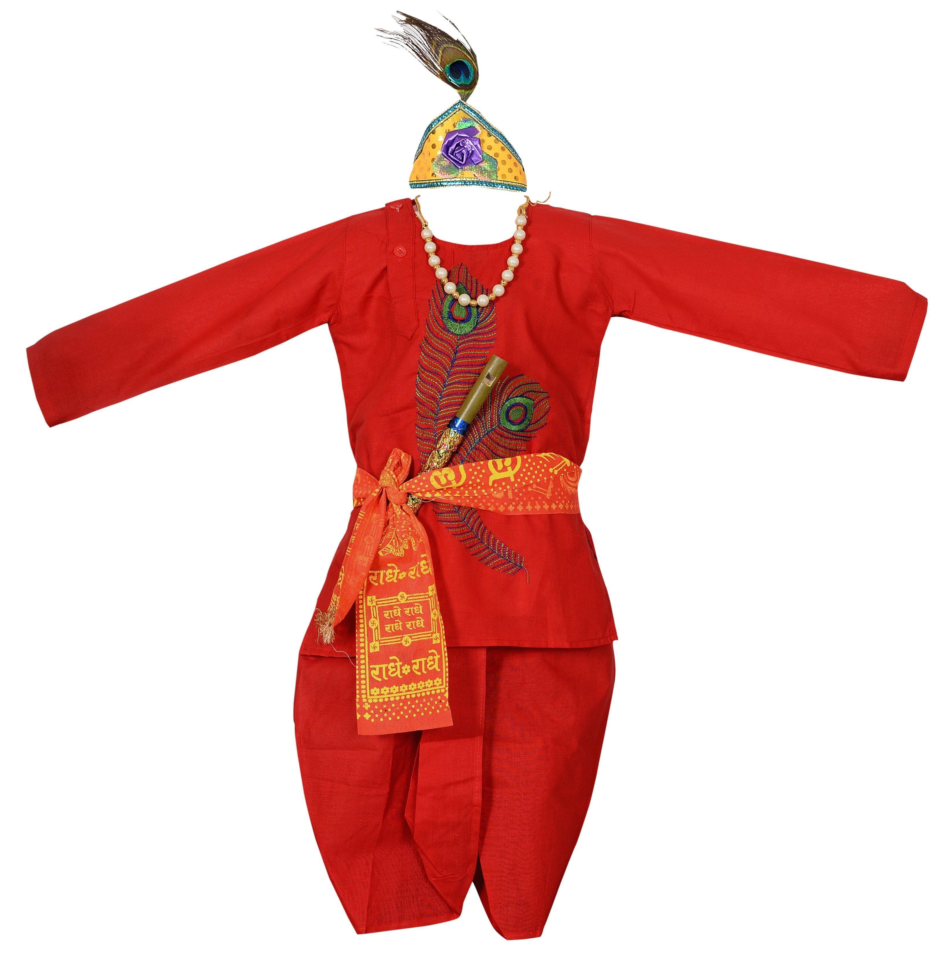 Ahhaaaa Cotton Kids Ethnic Dress Kurta with Dhoti Pant for Boys Red