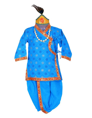 Ahhaaaa Cotton Pintex Print Krishna Dress Kurta with Dhoti Pant for Boys