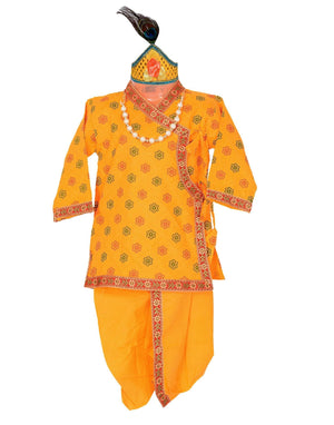 Ahhaaaa Cotton Pintex Print Krishna Dress Kurta with Dhoti Pant for Boys