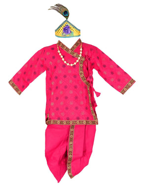 Ahhaaaa Cotton Pintex Print Krishna Dress Kurta with Dhoti Pant for Boys