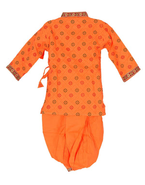 Ahhaaaa Cotton Pintex Print Krishna Dress Kurta with Dhoti Pant for Boys