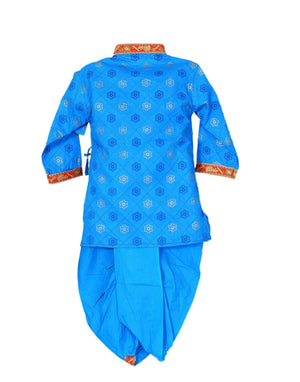 Ahhaaaa Cotton Pintex Print Krishna Dress Kurta with Dhoti Pant for Boys