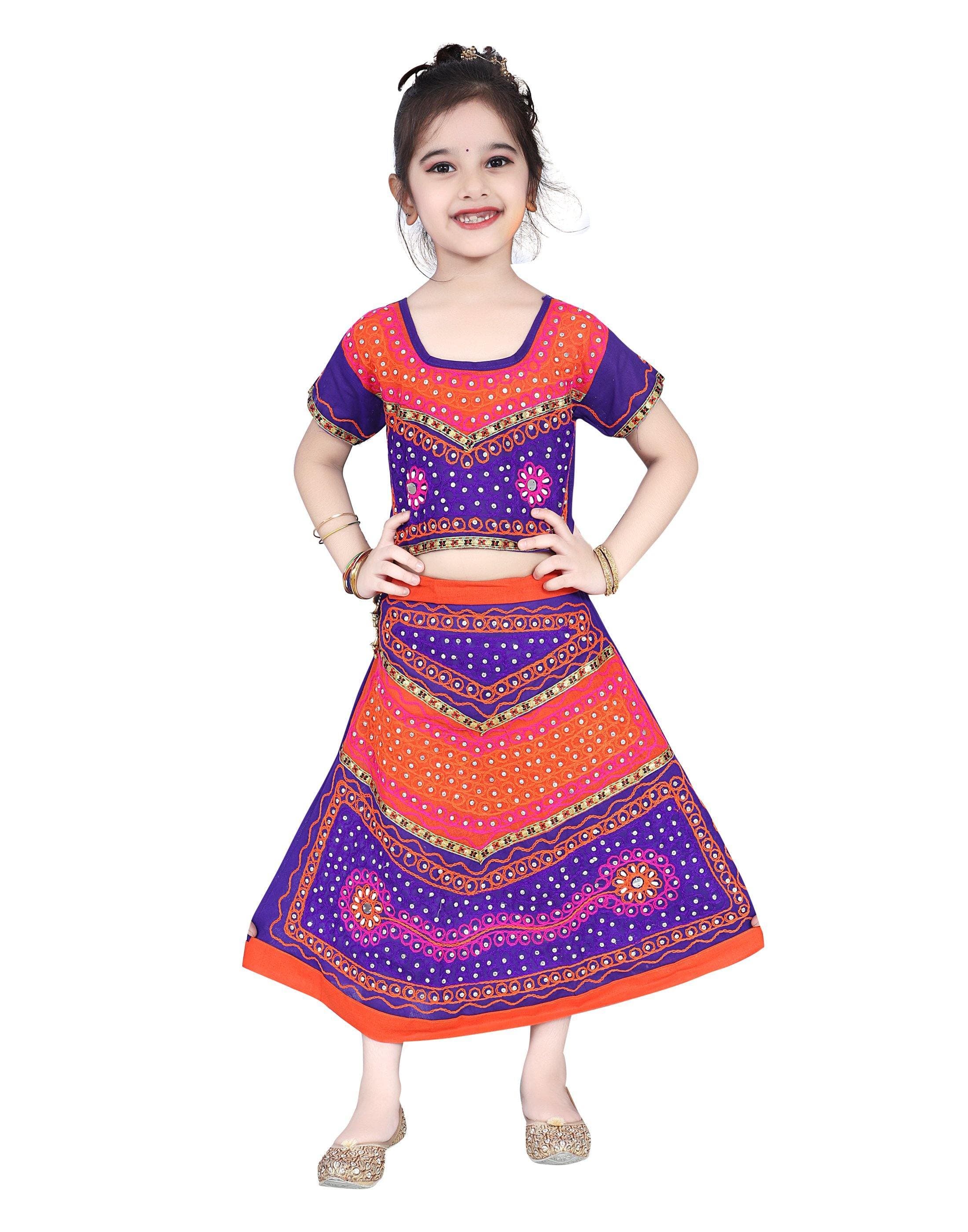 Ahhaaaa Cotton Radha Dress Lehenga Choli Chania Choli Set Baby Girls Blue