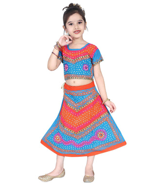 Ahhaaaa Cotton Radha Dress Lehenga Choli Chania Choli Set Baby Girls Sky Blue
