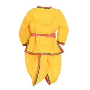 Ahhaaaa Cotton Yellow Krishna Dress Dhoti Kurta For Baby Boys
