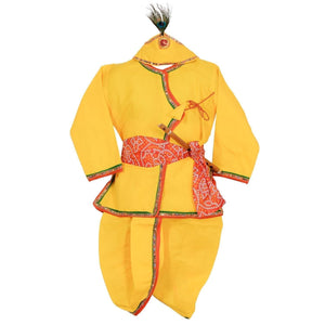 Ahhaaaa Cotton Yellow Krishna Dress Dhoti Kurta For Baby Boys Yellow