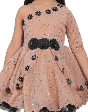 Ahhaaaa Embellished On-Shoulder Party Dress for Girls