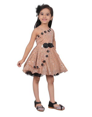 Ahhaaaa Embellished On-Shoulder Party Dress for Girls