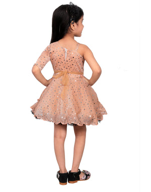 Ahhaaaa Embellished On-Shoulder Party Dress for Girls