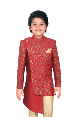 Ahhaaaa Ethnic Handwork Embroidery Sherwani Set For Boys