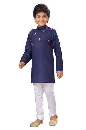 Ahhaaaa Ethnic Indo Western Sherwani with Waistcoat for Boys Navy