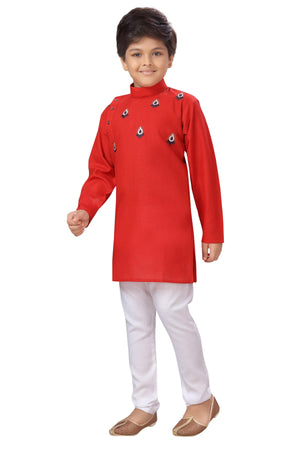 Ahhaaaa Ethnic Indo Western Sherwani with Waistcoat for Boys Red