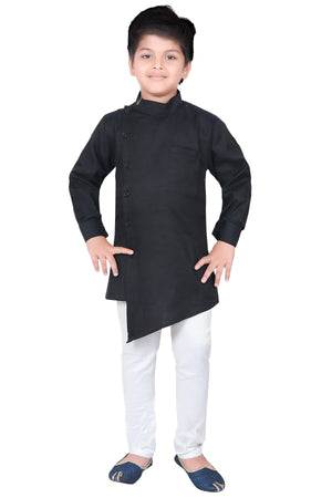 Ahhaaaa Ethnic Wear Casual Cotton Kurta and Pyjama Set For Boys Black