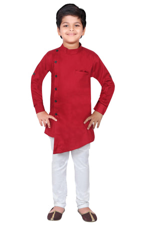 Ahhaaaa Ethnic Wear Casual Cotton Kurta and Pyjama Set For Boys Maroon