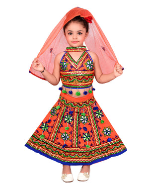 Ahhaaaa Girls Cotton Lehenga Choli-Chania Choli with Dupatta Set