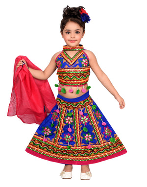Ahhaaaa Girls Cotton Lehenga Choli with Dupatta Set