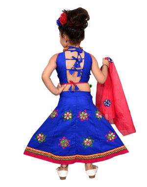 Ahhaaaa Girls Cotton Lehenga Choli with Dupatta Set