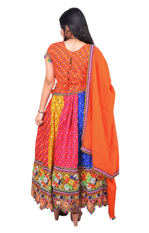 Ahhaaaa Girls Ghoomar Lehenga Choli with Dupatta Set for Kids