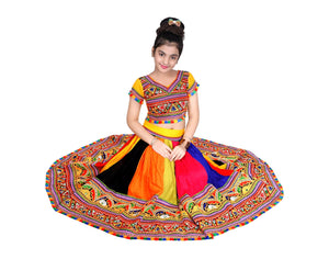 Ahhaaaa Girls Ghoomar Lehenga Choli with Dupatta Set for Kids