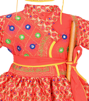 AHHAAAA Indian Traditional Gujarati Boy/Garba Dress | Cotton Ethnic Wear Angarakha and Dhoti Pant With Pagri & Flute