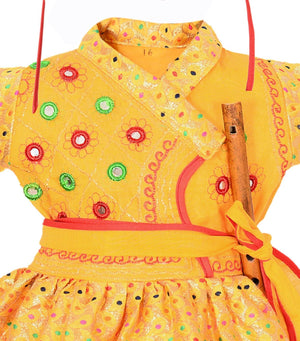 AHHAAAA Indian Traditional Gujarati Boy/Garba Dress | Cotton Ethnic Wear Angarakha and Dhoti Pant With Pagri & Flute