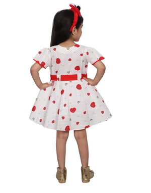 AHHAAAA Kids Cotton Sleeveless Floral Knee Length Dress/Frock for Girls